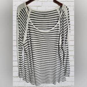 Liz Claiborne Striped Tunic Scoop Neck Long Sleeve Size 1X